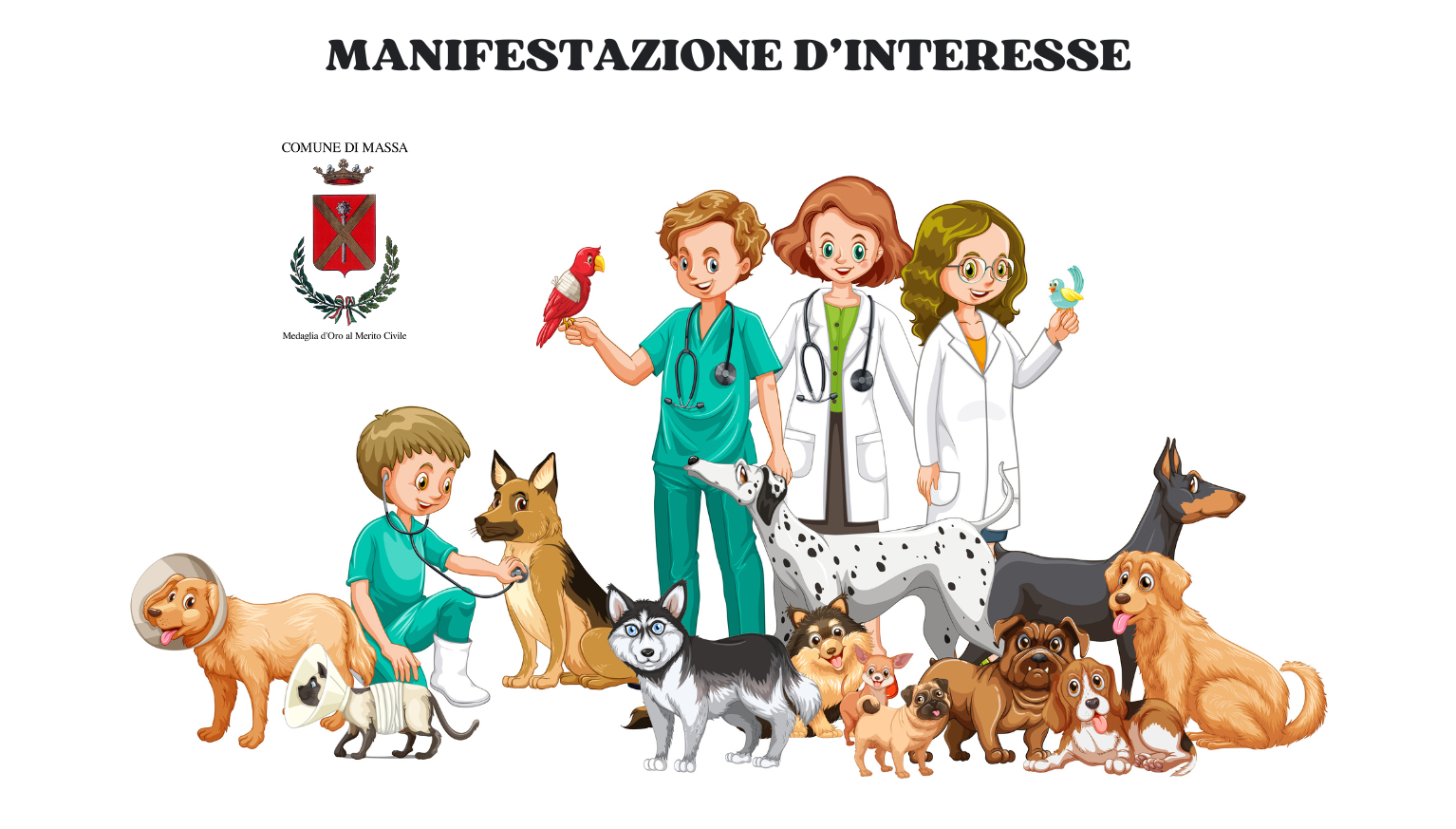 immagine con animali e logo del comune