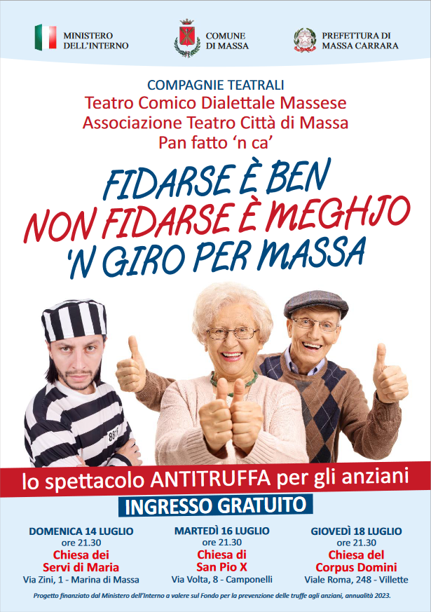 locandina spettacolo comico dialettale "Fidarse é ben, non fidarse è meghjo"  - 2° edizione in tournèe 2024 