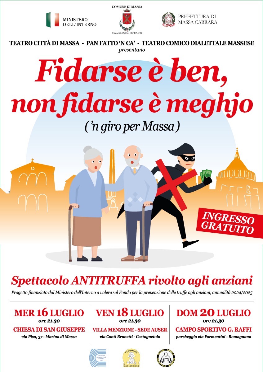 locandina spettacoli antitruffa anziani - tour luglio 2025 