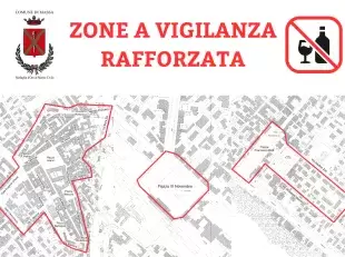 Zone a vigilanza rafforzata con logo e simbolo divieto vendita alcolici 